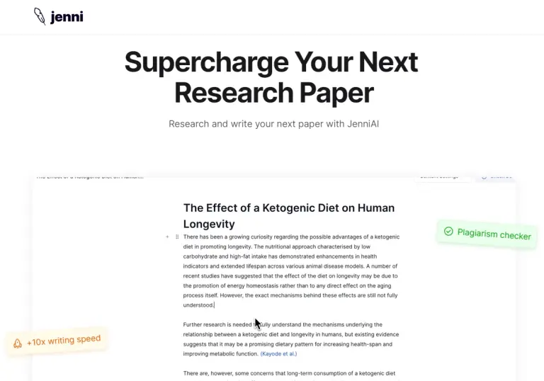 Jenni research AI writing