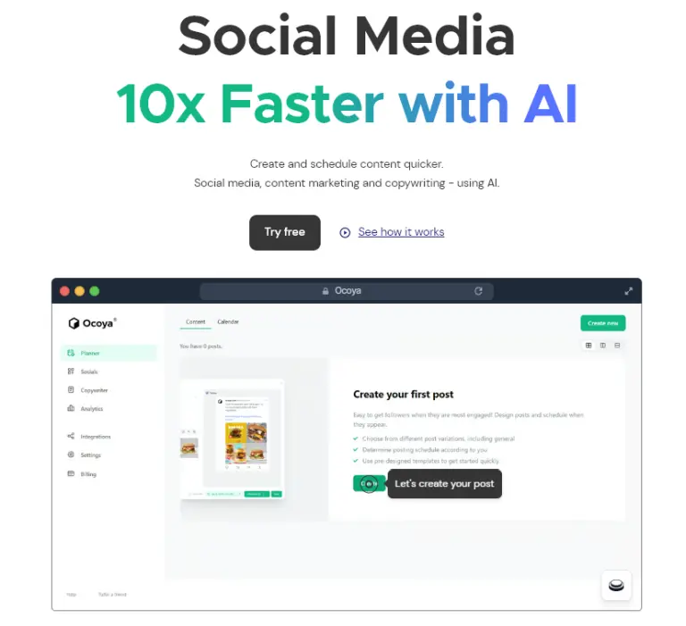 Ocoya helps you manage social media with AI