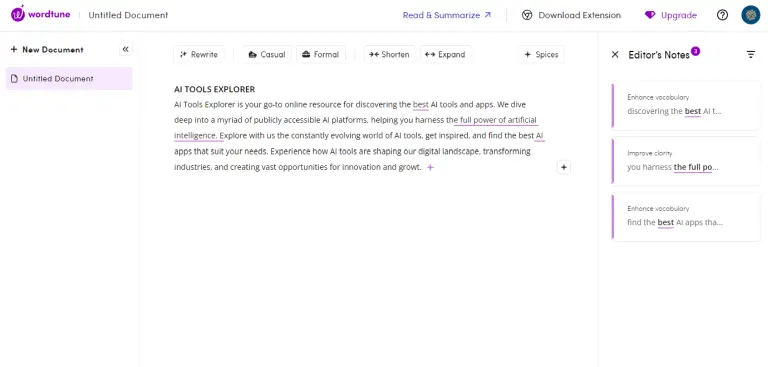 AI writing tool Wordtune