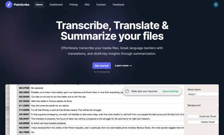 PlainScribe Audio and Video speech to text transcription