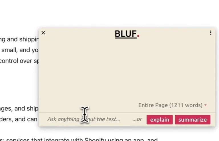 Bluf AI browser assistant and summarizer
