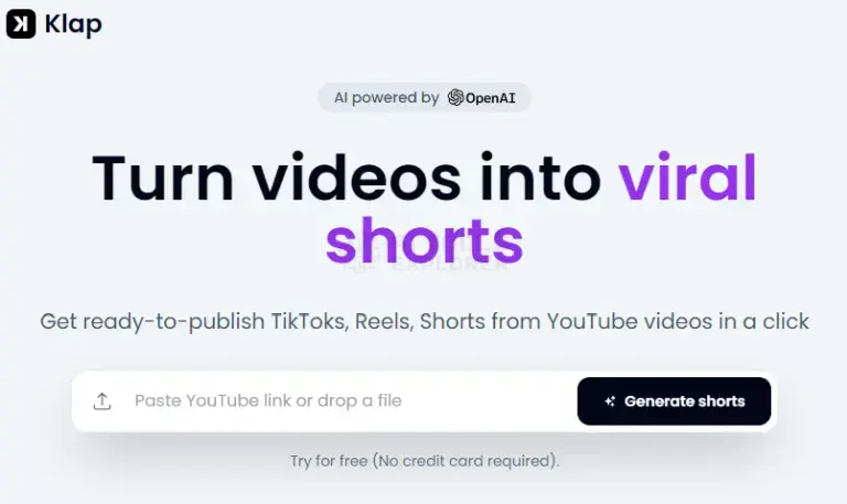Klap video shortener AI for Youtube shorts, Tiktoks and Insta reels