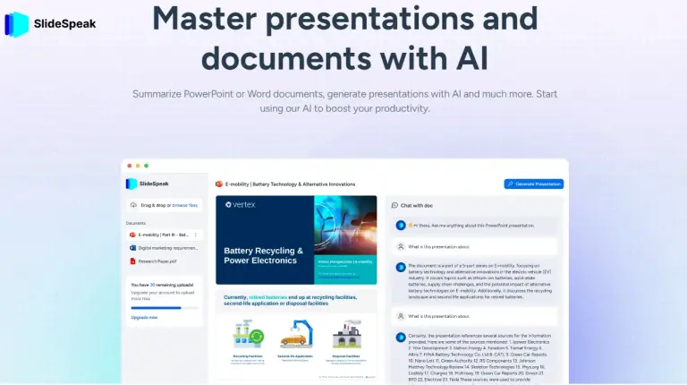 SlideSpeak document management AI PowerPoint word PDF